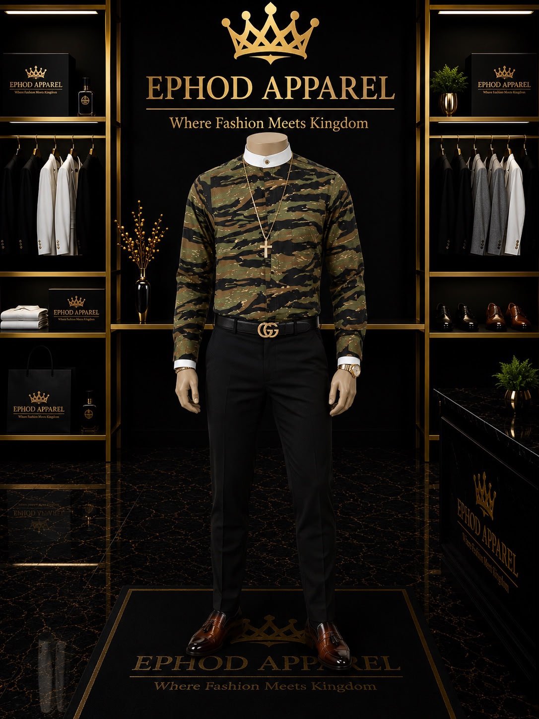 Camo Shirt with Black Pants